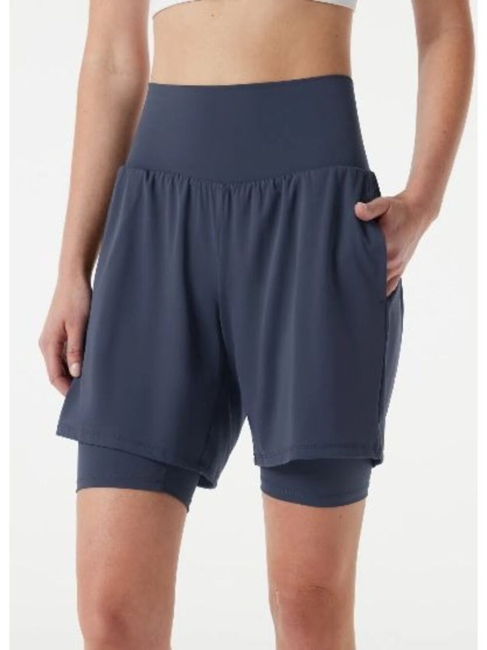 Halara Softlyzero Airy Size Medium Navy Long 7" Sport Shorts NWT Mood Indigo